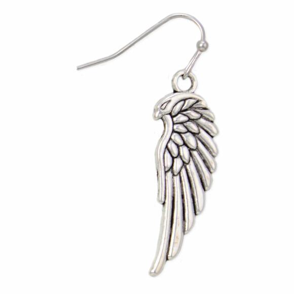 Warrior Angel Silver Wings Earrings - Picture 2 of 2